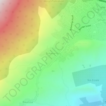 Bokwango topographic map, elevation, terrain