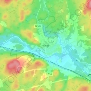 Knäred topographic map, elevation, terrain
