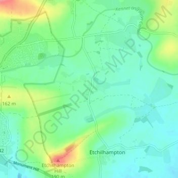 Coate topographic map, elevation, terrain