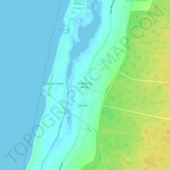 Gafanha do Areão topographic map, elevation, terrain