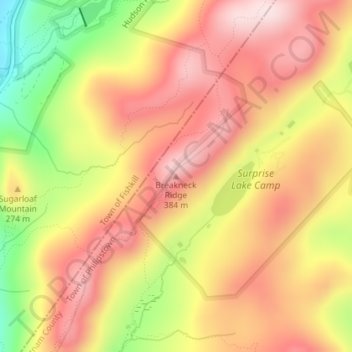 Breakneck Ridge topographic map, elevation, terrain