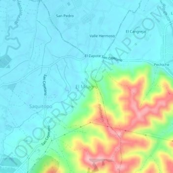 El Milagro topographic map, elevation, terrain
