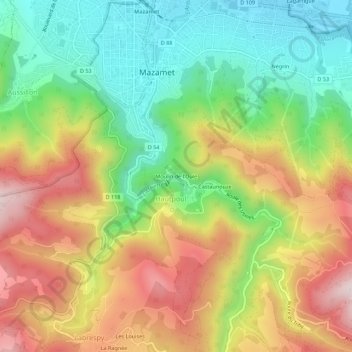 Moulin de l'Oule topographic map, elevation, terrain