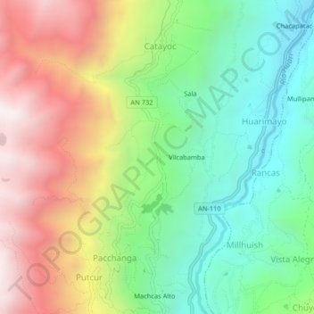 Shampon topographic map, elevation, terrain
