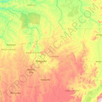 Lomami topographic map, elevation, terrain
