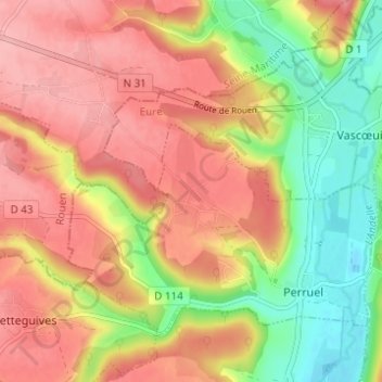 Le Mesnil topographic map, elevation, terrain