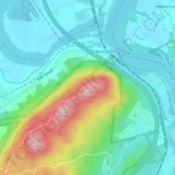 Mount Nonotuck topographic map, elevation, terrain