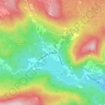 Tuddal topographic map, elevation, terrain