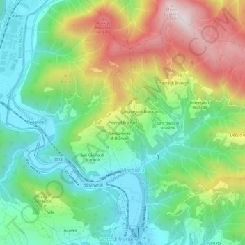 Pieve di Brancoli topographic map, elevation, terrain