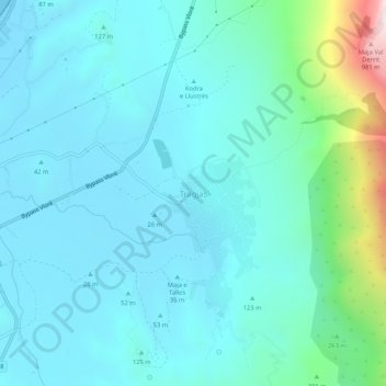 Tragjas topographic map, elevation, terrain