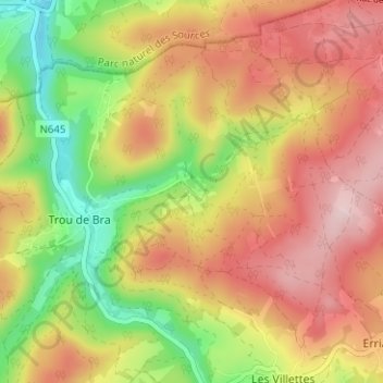 Derrière les Thiers topographic map, elevation, terrain