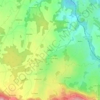 Rulières topographic map, elevation, terrain