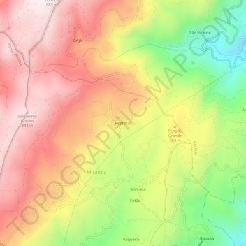 Represas topographic map, elevation, terrain