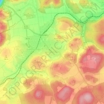 Kleinengstingen topographic map, elevation, terrain