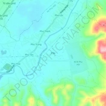P'Ré topographic map, elevation, terrain