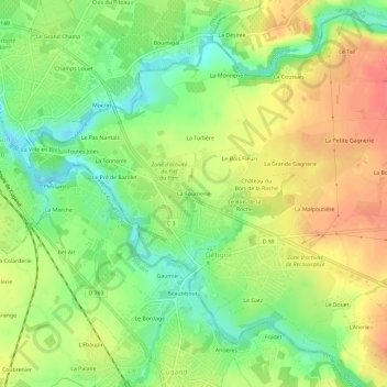 La Fournerie topographic map, elevation, terrain