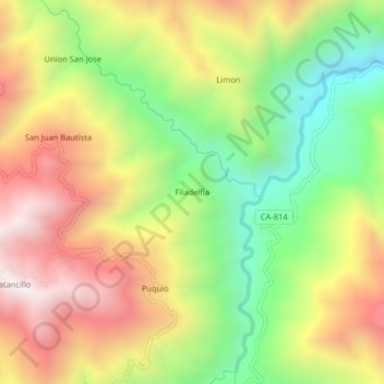Filadelfia topographic map, elevation, terrain