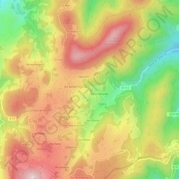 Le Gazon topographic map, elevation, terrain