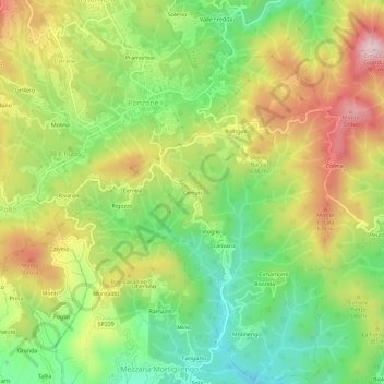 Cerruti topographic map, elevation, terrain
