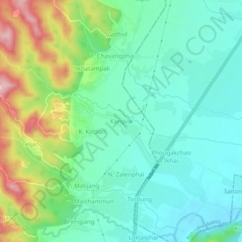 Kangvai topographic map, elevation, terrain