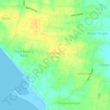 Tegal Badeng Timur topographic map, elevation, terrain