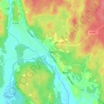 Tving topographic map, elevation, terrain