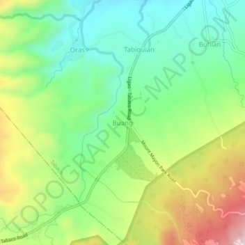Buang topographic map, elevation, terrain