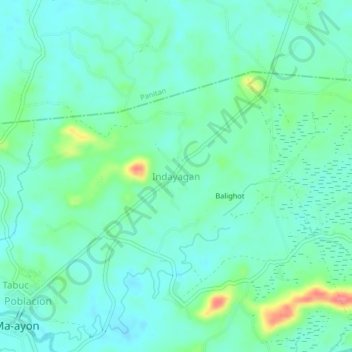Indayagan topographic map, elevation, terrain
