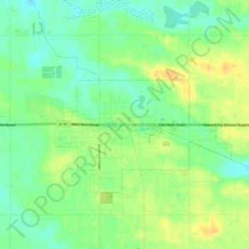 Edmore topographic map, elevation, terrain