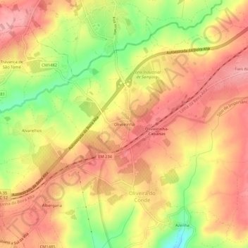 Oliveirinha topographic map, elevation, terrain