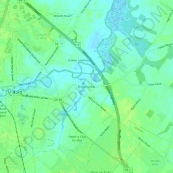 Brown Street topographic map, elevation, terrain