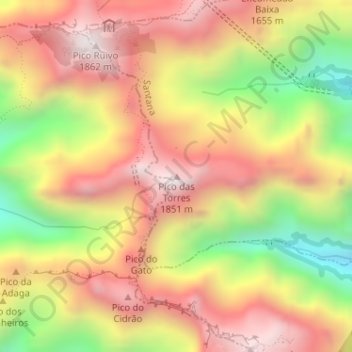 Pico das Torres topographic map, elevation, terrain