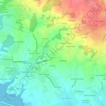 Perguet topographic map, elevation, terrain