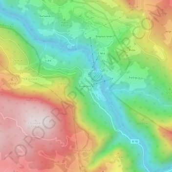 Budečevica topographic map, elevation, terrain