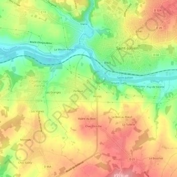 Codille topographic map, elevation, terrain