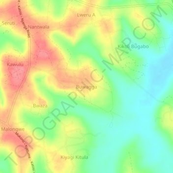 Buwagga topographic map, elevation, terrain