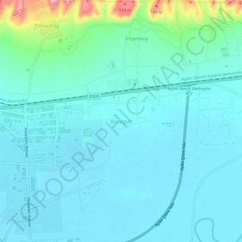 Kocagür topographic map, elevation, terrain
