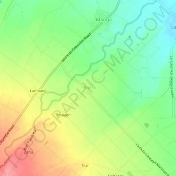 Buri topographic map, elevation, terrain