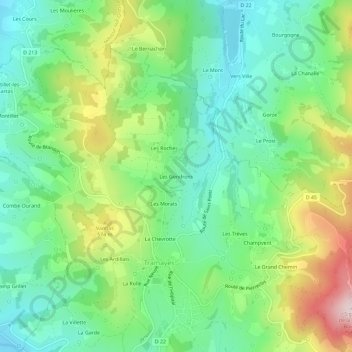 Les Gendrons topographic map, elevation, terrain