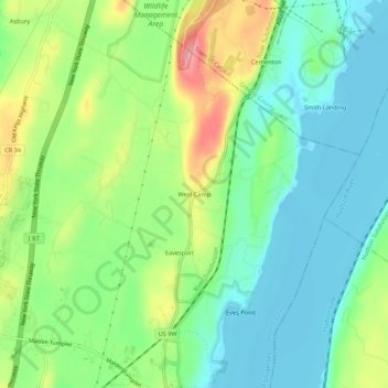 West Camp topographic map, elevation, terrain