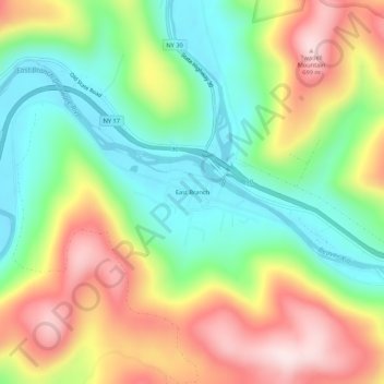 East Branch topographic map, elevation, terrain