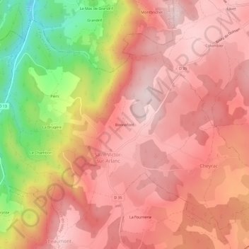 Bonnefont topographic map, elevation, terrain