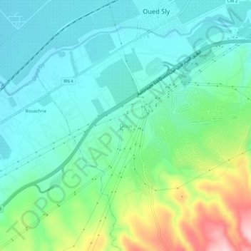 Doui topographic map, elevation, terrain