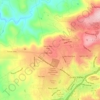 Alta Hill topographic map, elevation, terrain