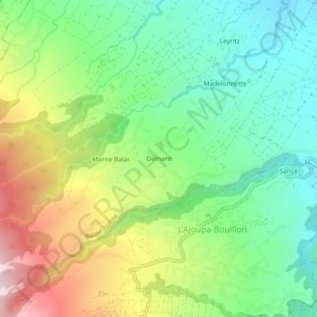 Démare topographic map, elevation, terrain
