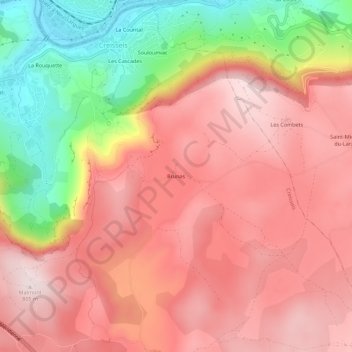 Brunas topographic map, elevation, terrain