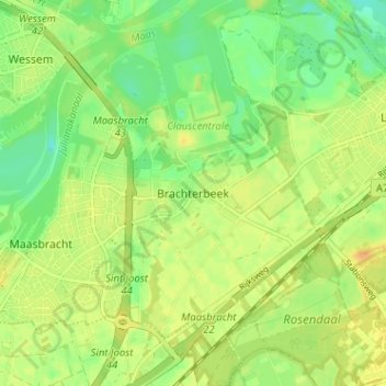 Brachterbeek topographic map, elevation, terrain