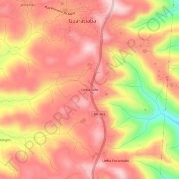Linha Sete topographic map, elevation, terrain