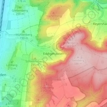 Eddigehausen topographic map, elevation, terrain