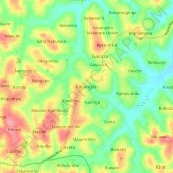 Kasangati topographic map, elevation, terrain